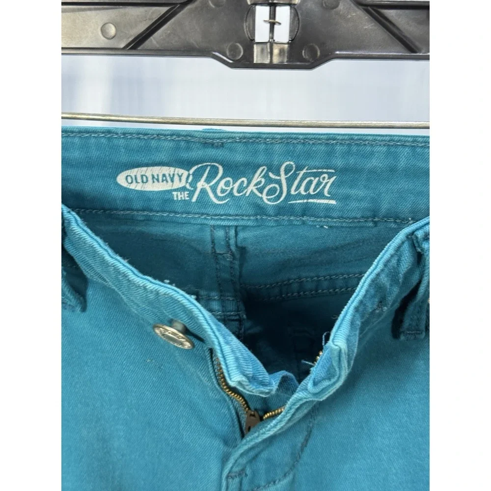 Old Navy Jeans Womens Size 4 Teal Blue Rockstar Super Skinny Mid-Rise Y2K Bright - Picture 5 of 7